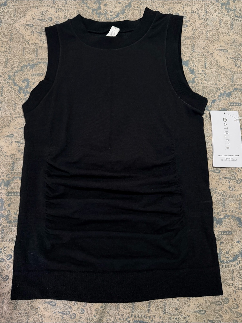 Athleta Black Sleeveless Ruched Front Tank Top